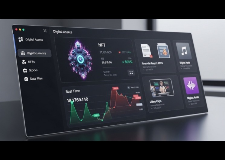 digital assets displayed on a digital interface