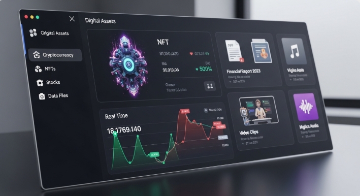 digital assets displayed on a digital interface