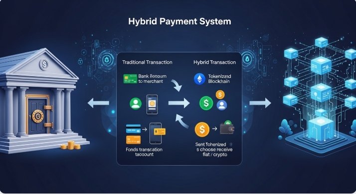 stablecoins and wire transfers working together in a hybrid B2B payment system