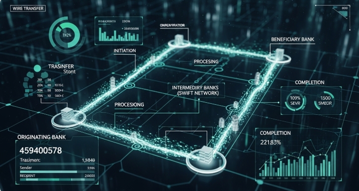 Wire transfer banking system visualization