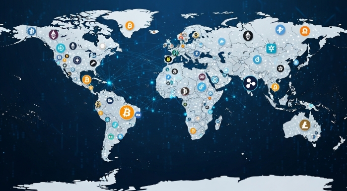 Global crypto network illustrating cross-border transactions